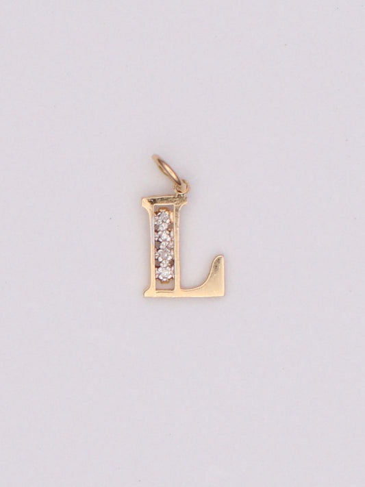 14k Letter "L" Diamond Pendant