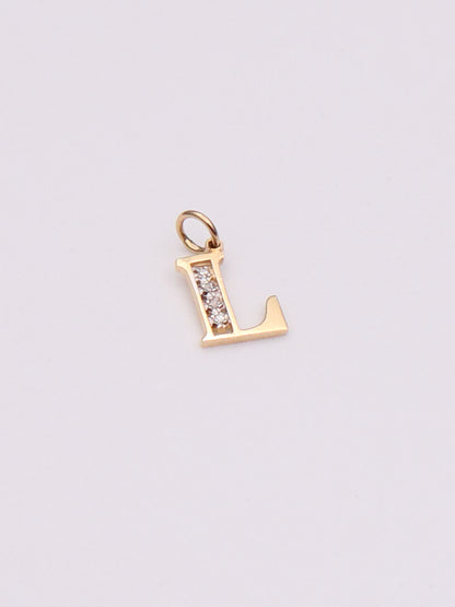 14k Letter "L" Diamond Pendant