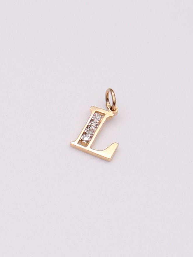 14k Letter "L" Diamond Pendant