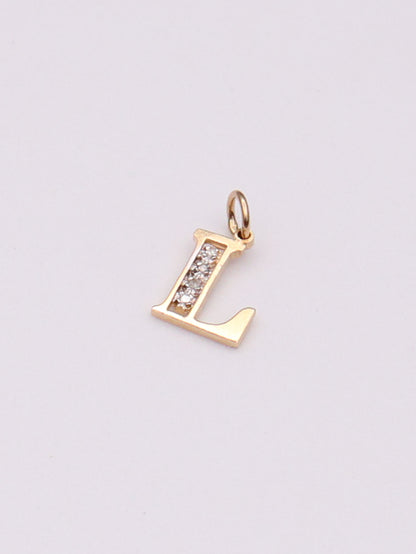 14k Letter "L" Diamond Pendant