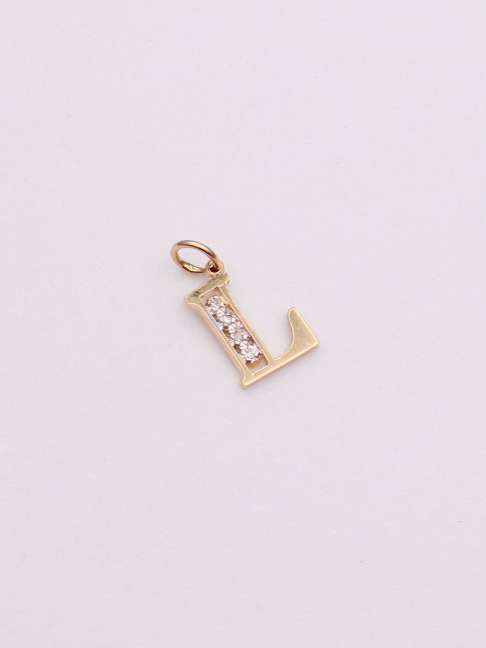 14k Letter "L" Diamond Pendant