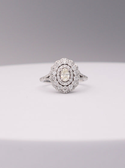 14k WG Oval Diamond Ring