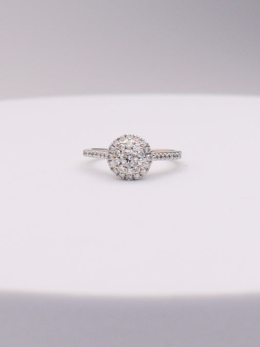 14k WG Round Diamond Engagement Ring