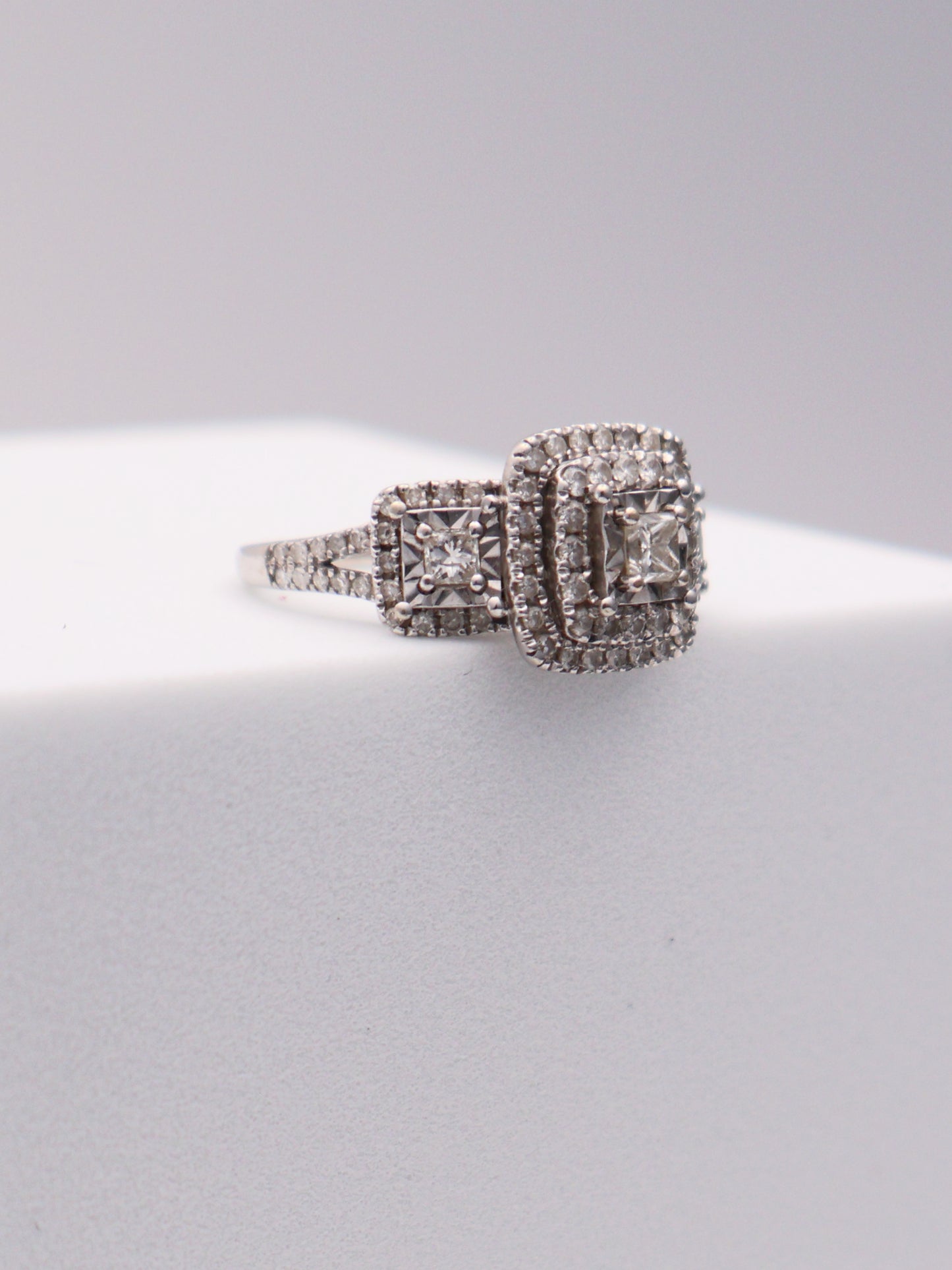 10k WG Square Diamond Ring