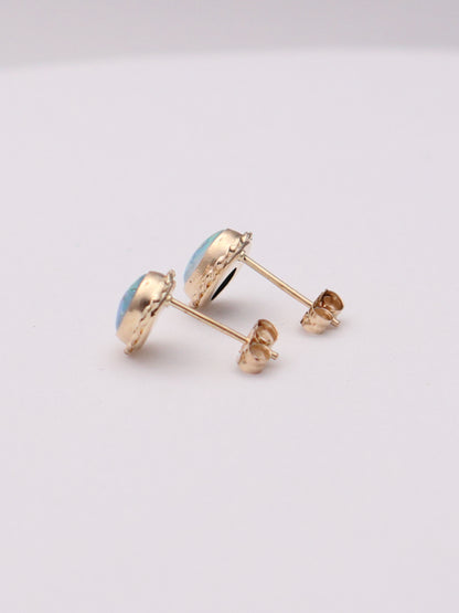 14k Epoxy Oval Studs