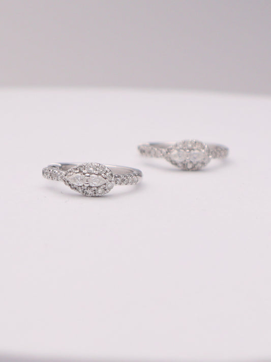 10k WG Diamond Pear Hoop Earrings