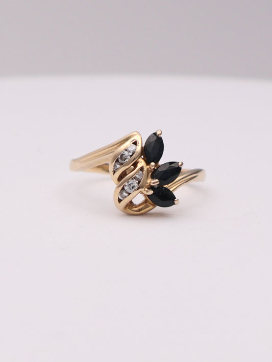 14k Diamond Onyx Ring