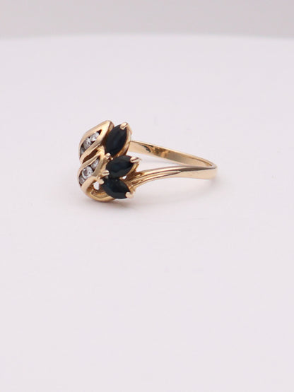 14k Diamond Onyx Ring