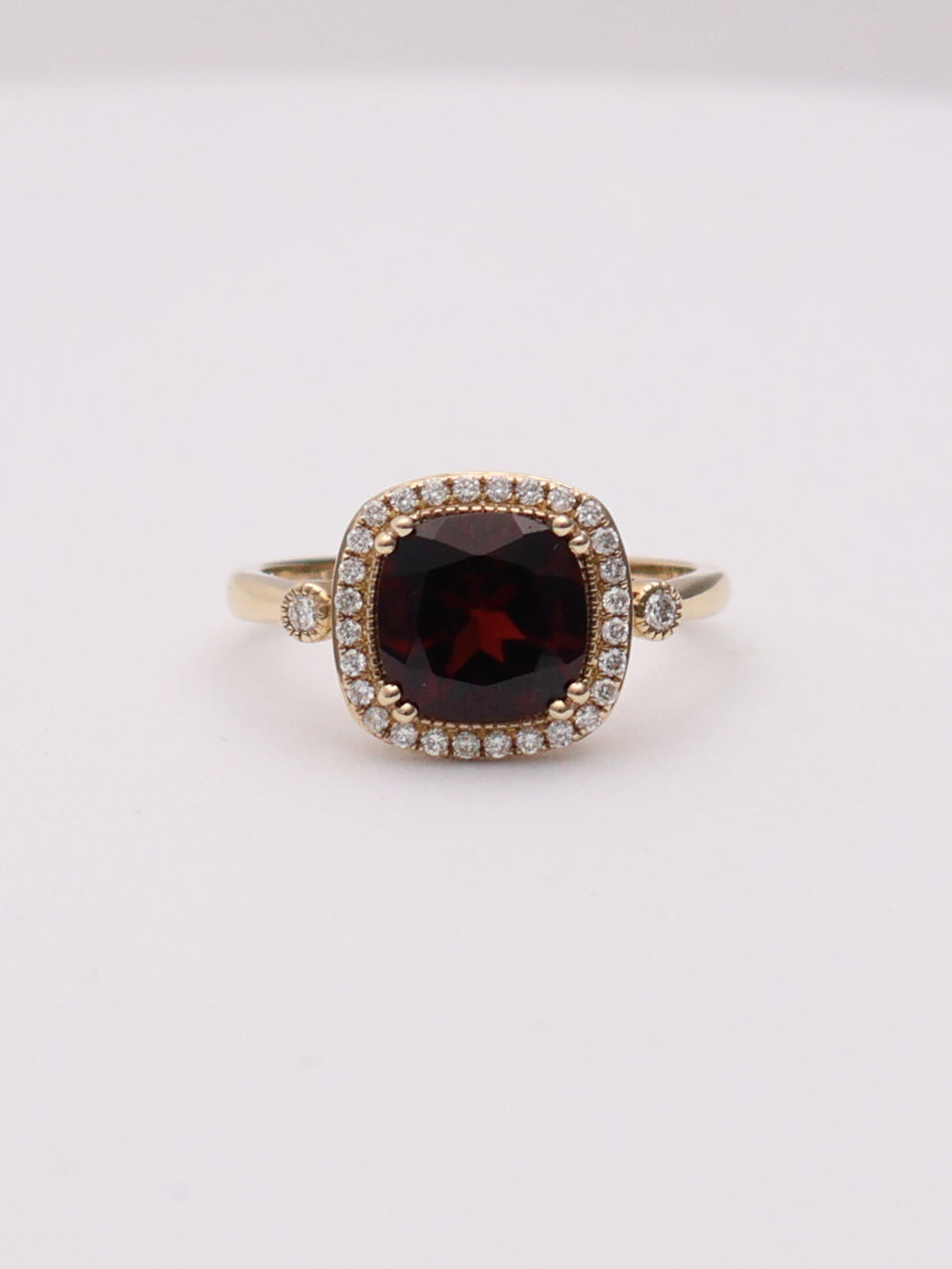 14k Red Cushion Ring