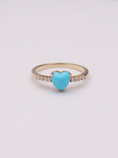 10k Turquoise Heart Ring