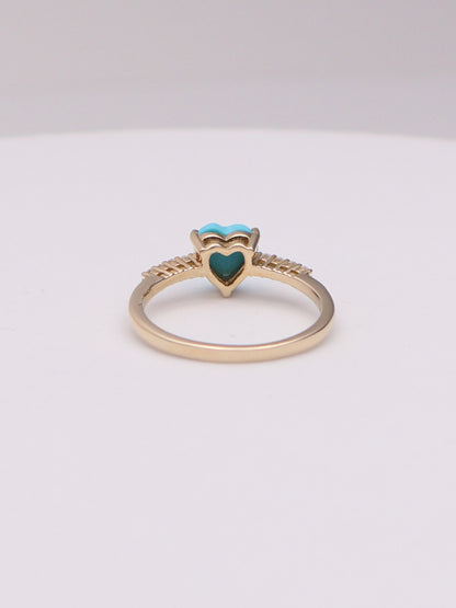 10k Turquoise Heart Ring