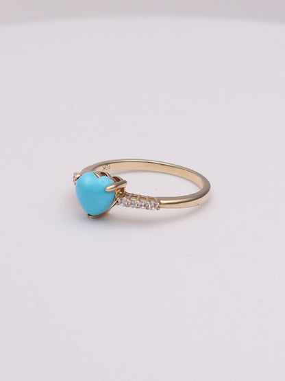 10k Turquoise Heart Ring