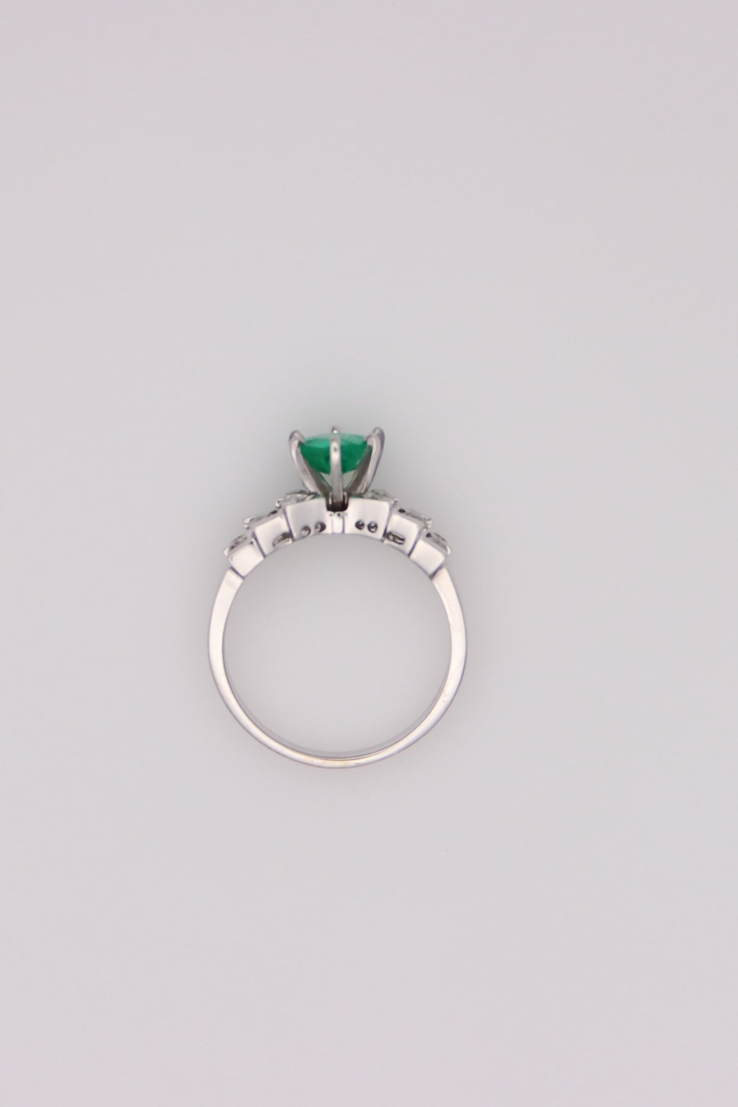 14K White Gold Emerald Diamond Ring