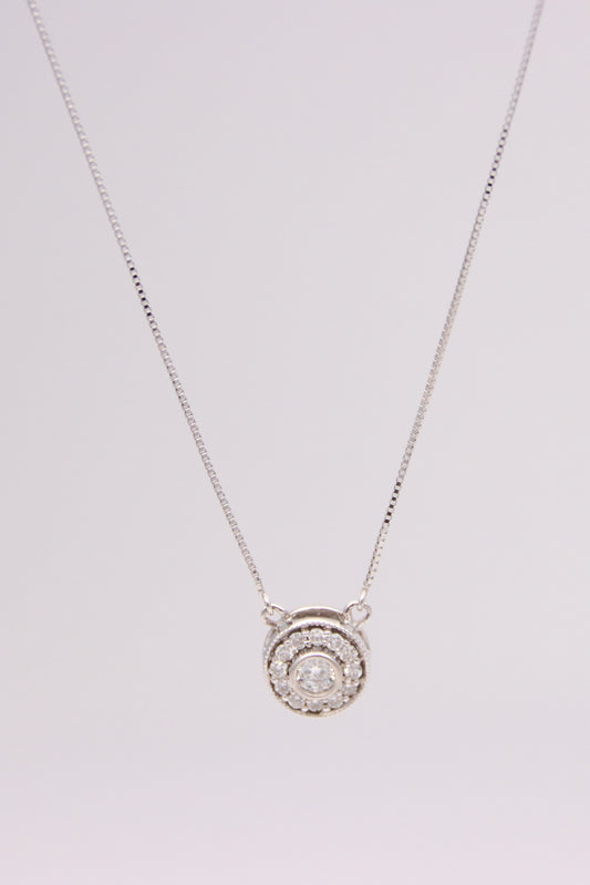 14K White Gold Diamond Necklace Pendant