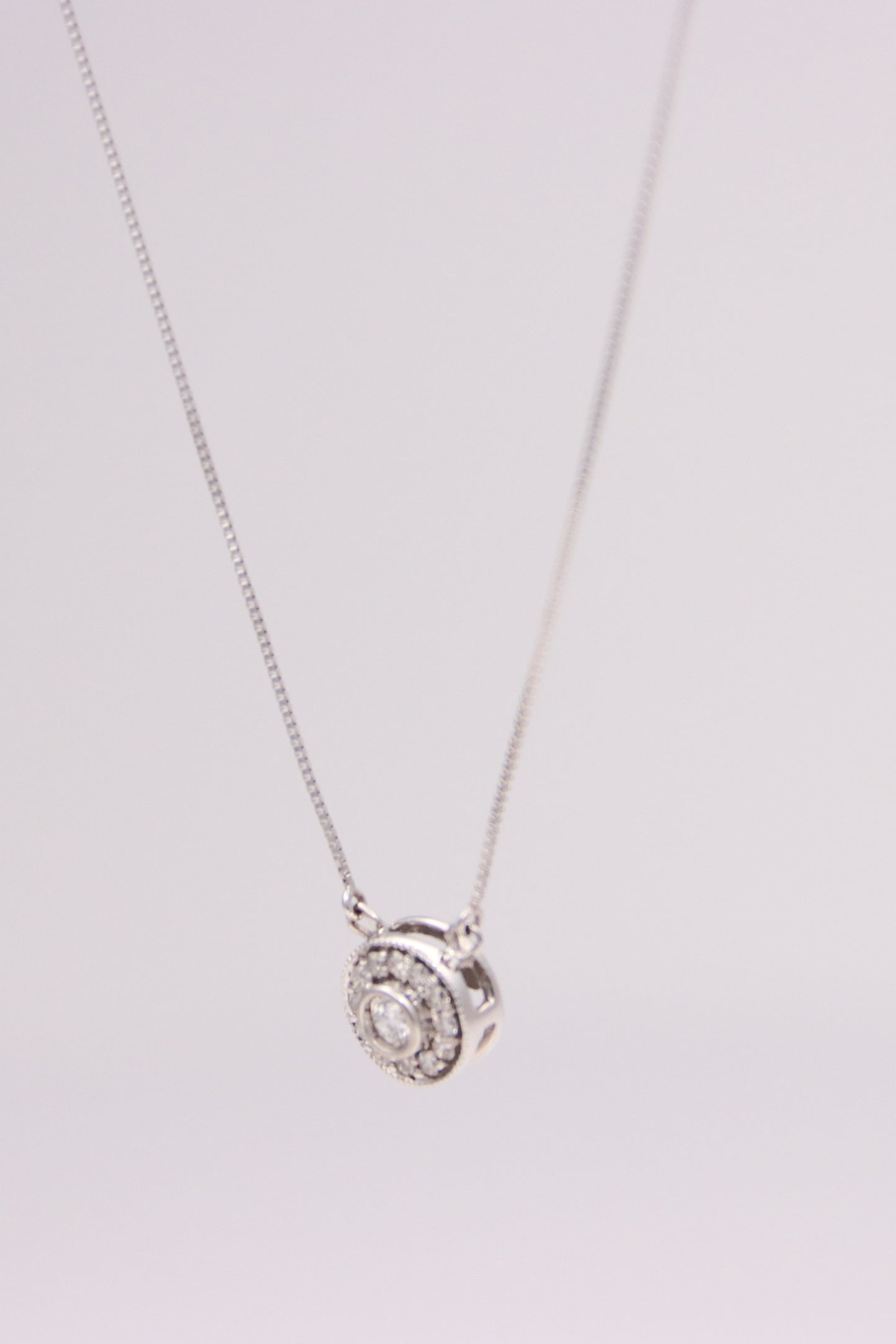 14K White Gold Diamond Necklace Pendant