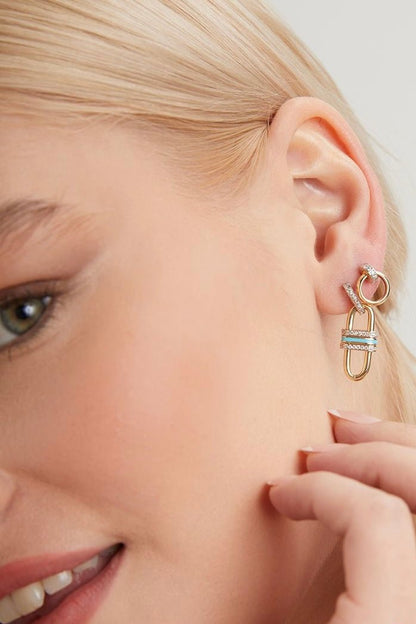 Gold Double Hoop Stud Earrings