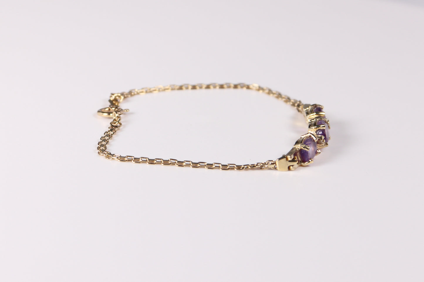 14K Yellow Gold Bracelet with Purple Stones