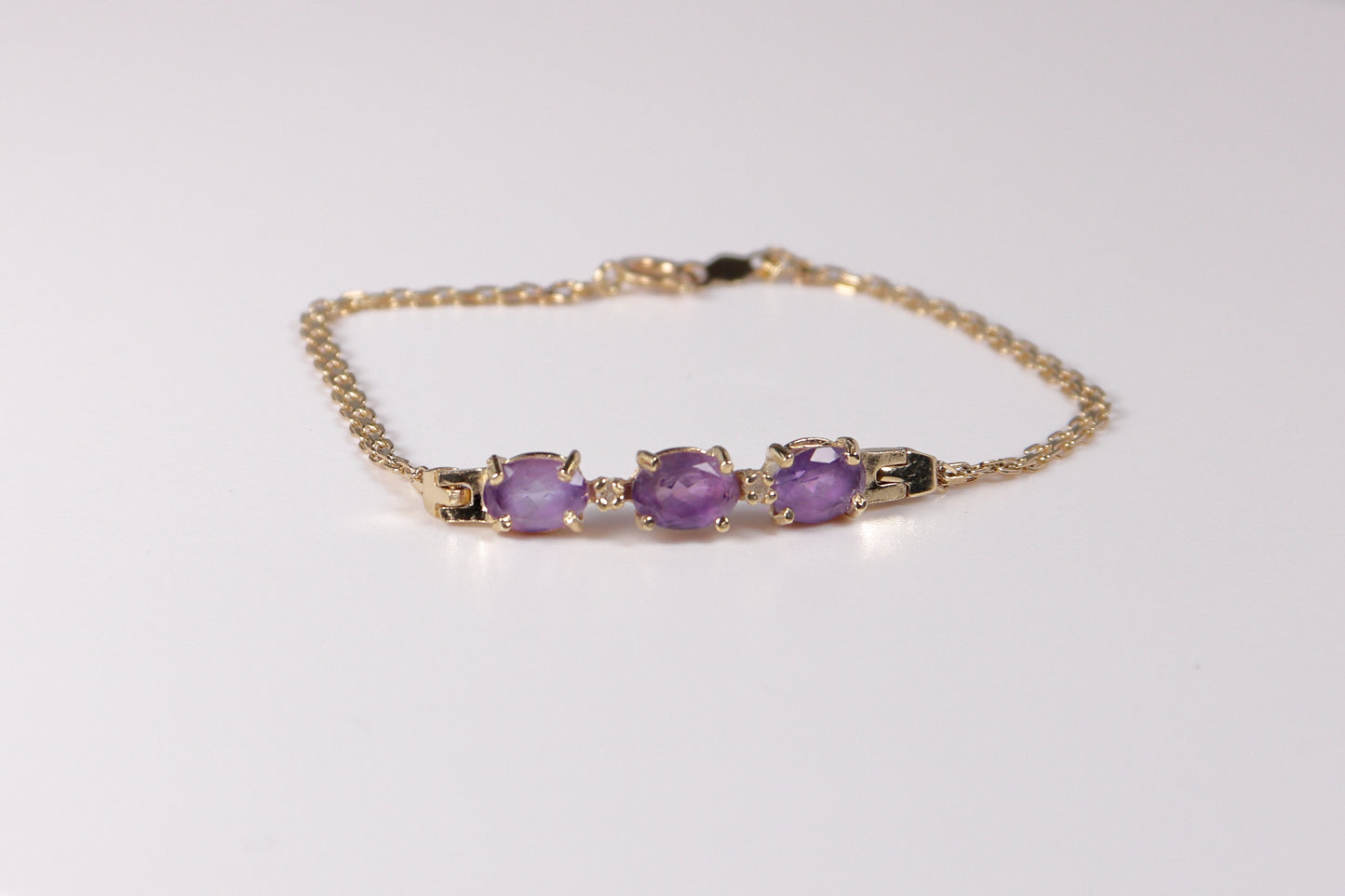 14K Yellow Gold Bracelet with Purple Stones