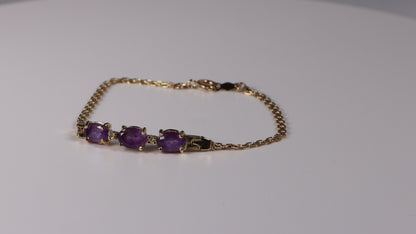 14K Yellow Gold Bracelet with Purple Stones