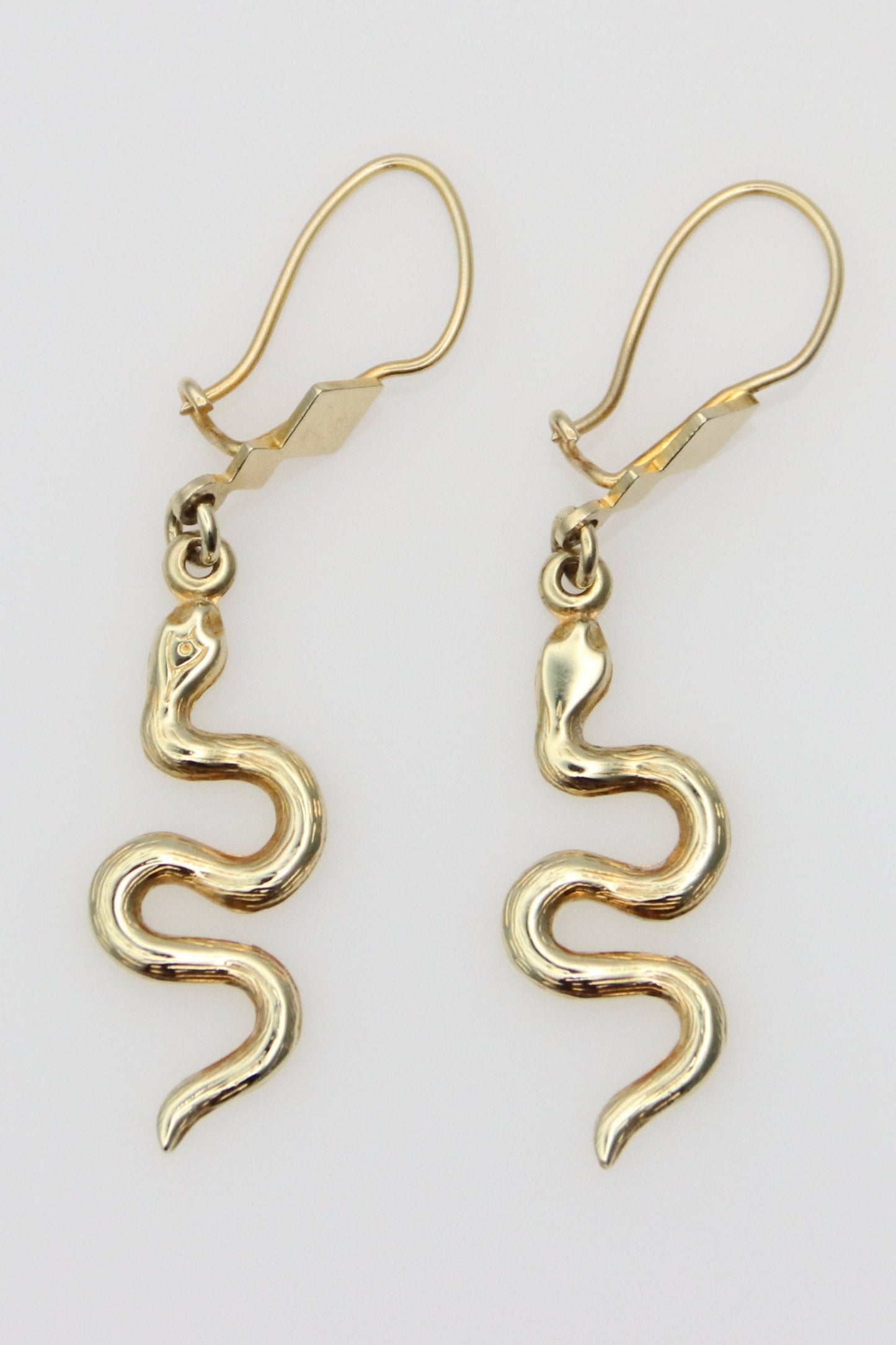 14K Yellow Gold Snake Earrings