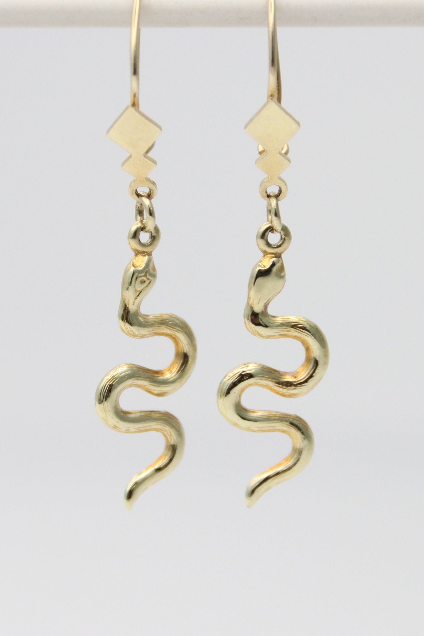 14K Yellow Gold Snake Earrings