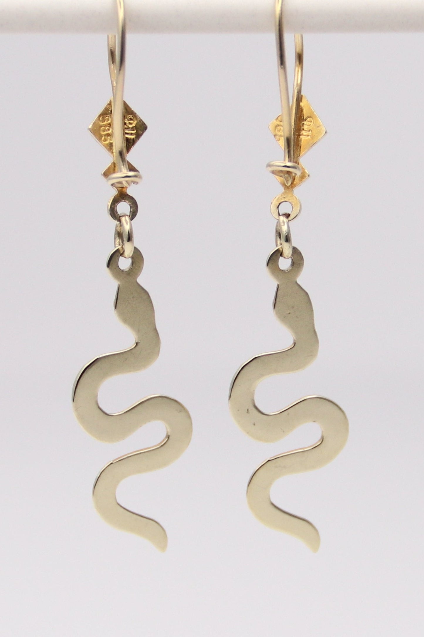 14K Yellow Gold Snake Earrings